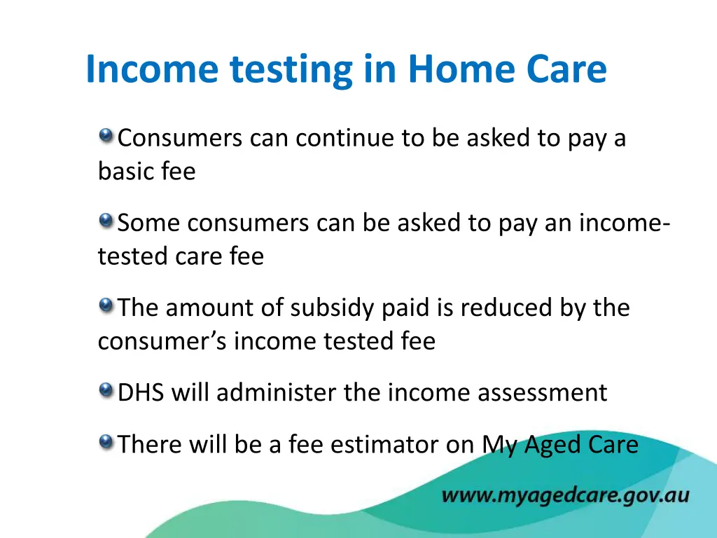 income testing in home care