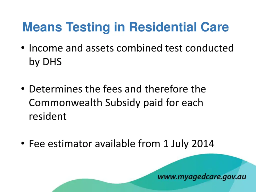 means testing in residential care