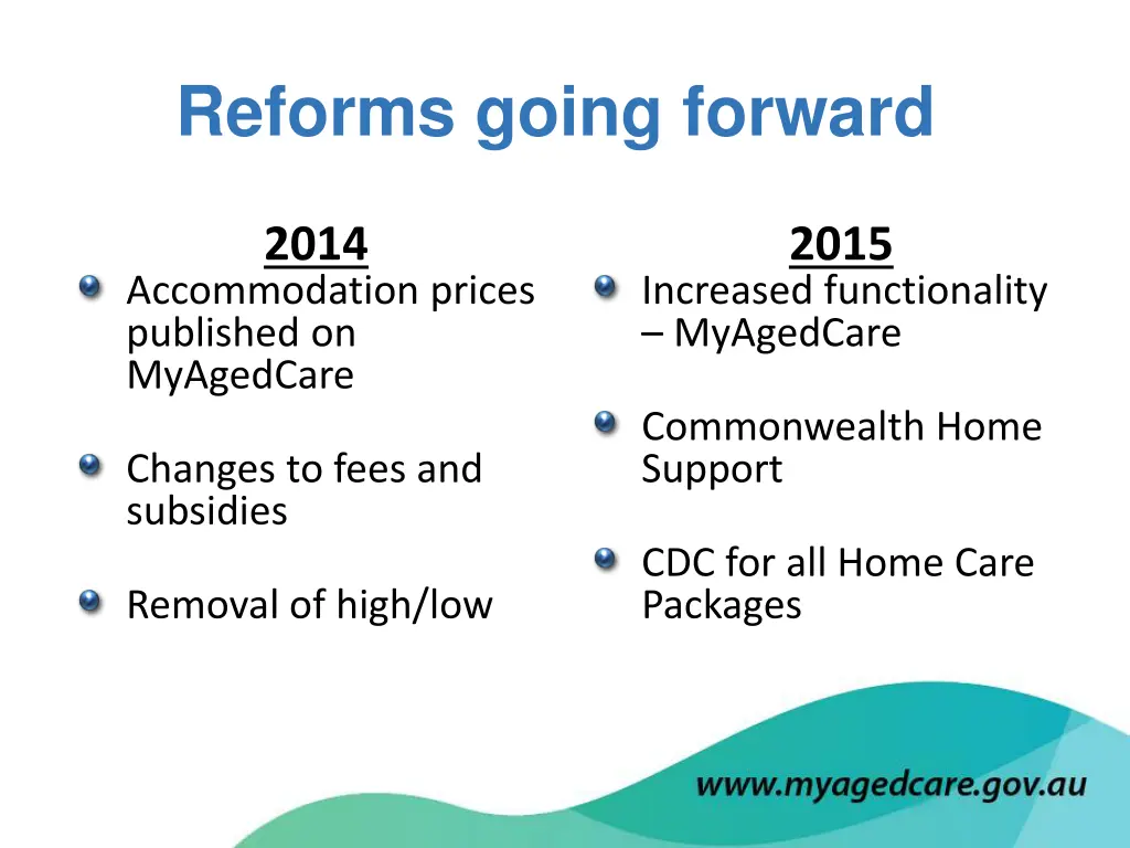 reforms going forward