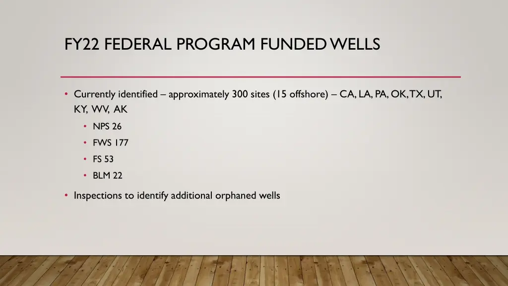 fy22 federal program funded wells