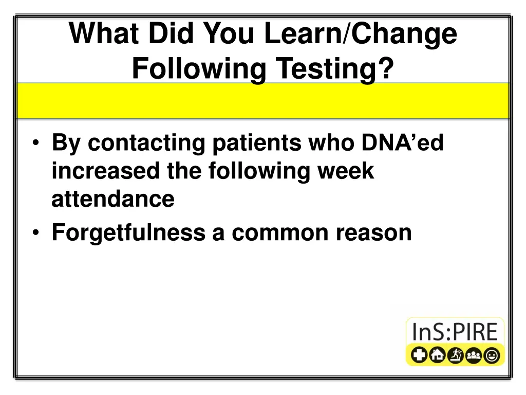 what did you learn change following testing