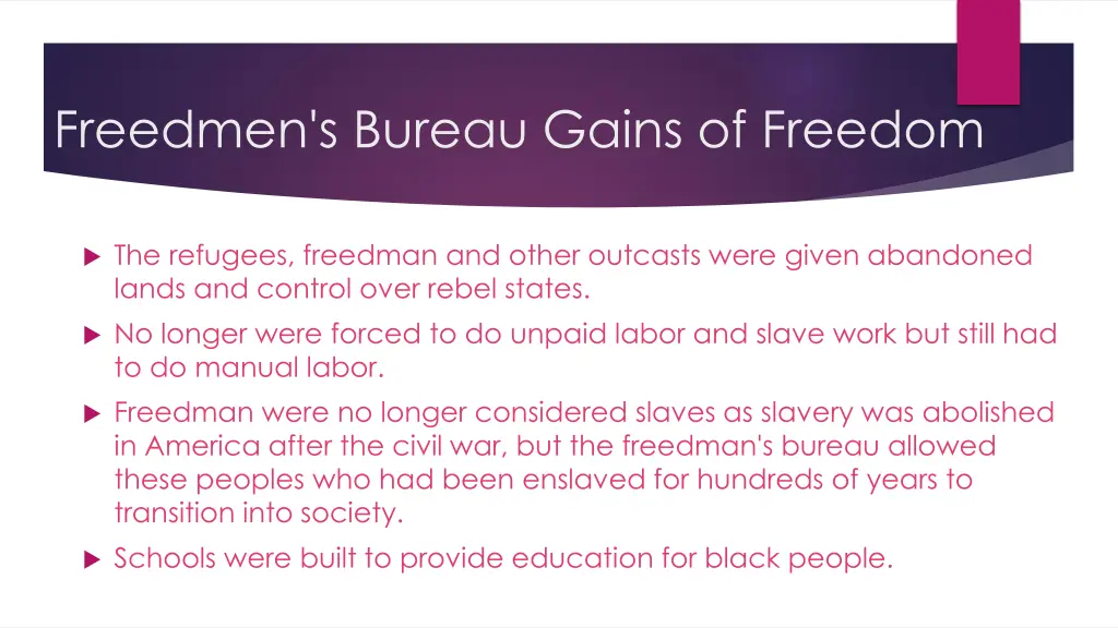 freedmen s bureau gains of freedom