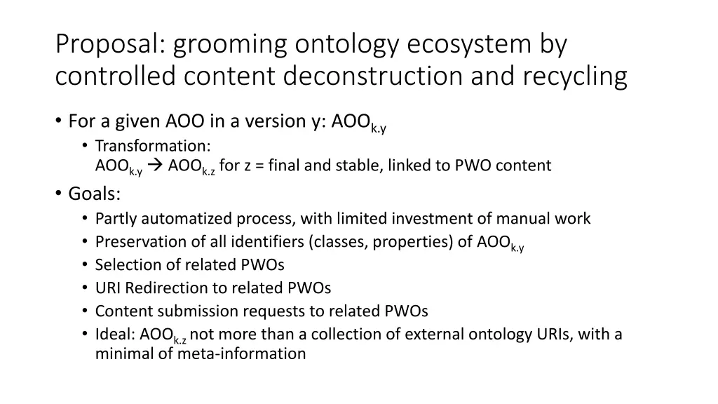 proposal grooming ontology ecosystem