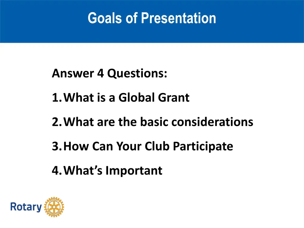 goals of presentation