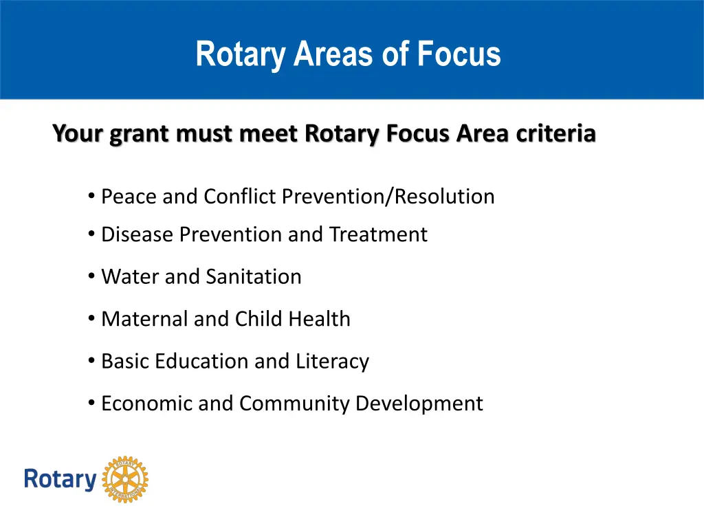 rotary areas of focus