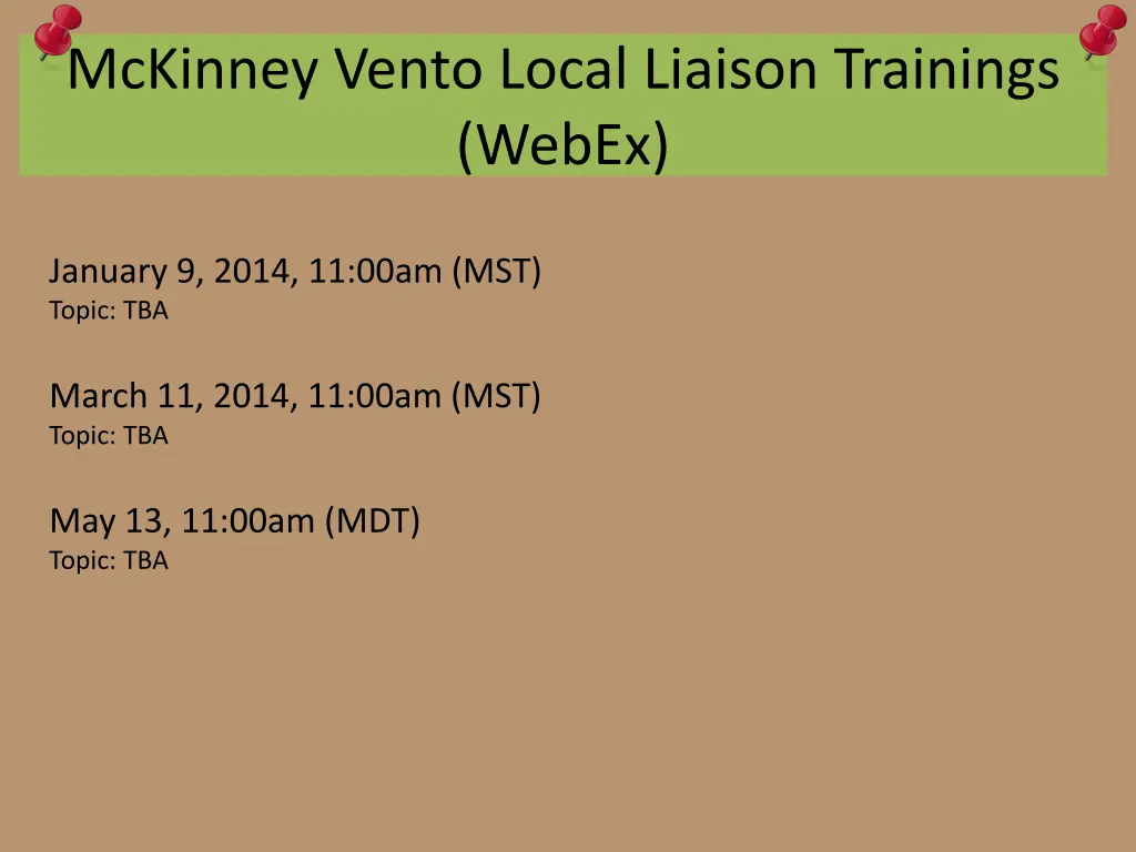 mckinney vento local liaison trainings webex