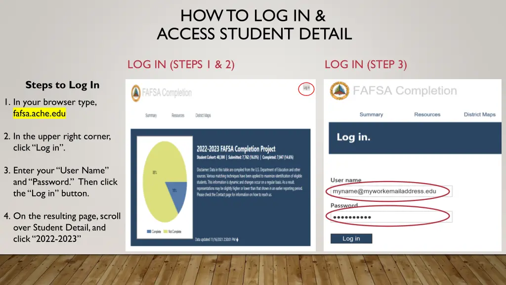 how to log in access student detail