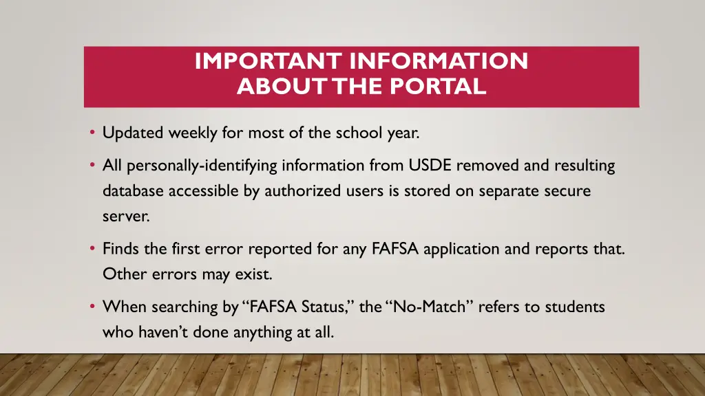 important information about the portal