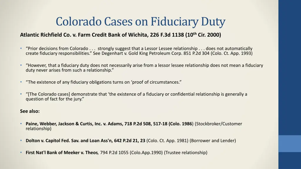 colorado cases on fiduciary duty