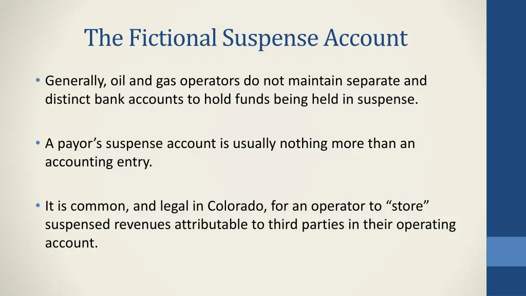 the fictional suspense account