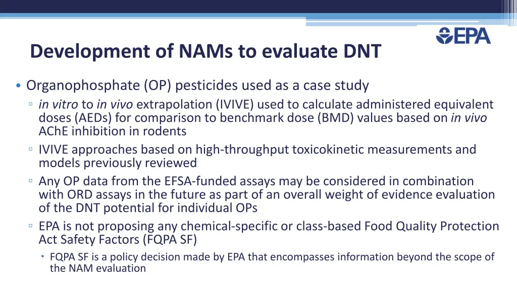 development of nams to evaluate dnt 2