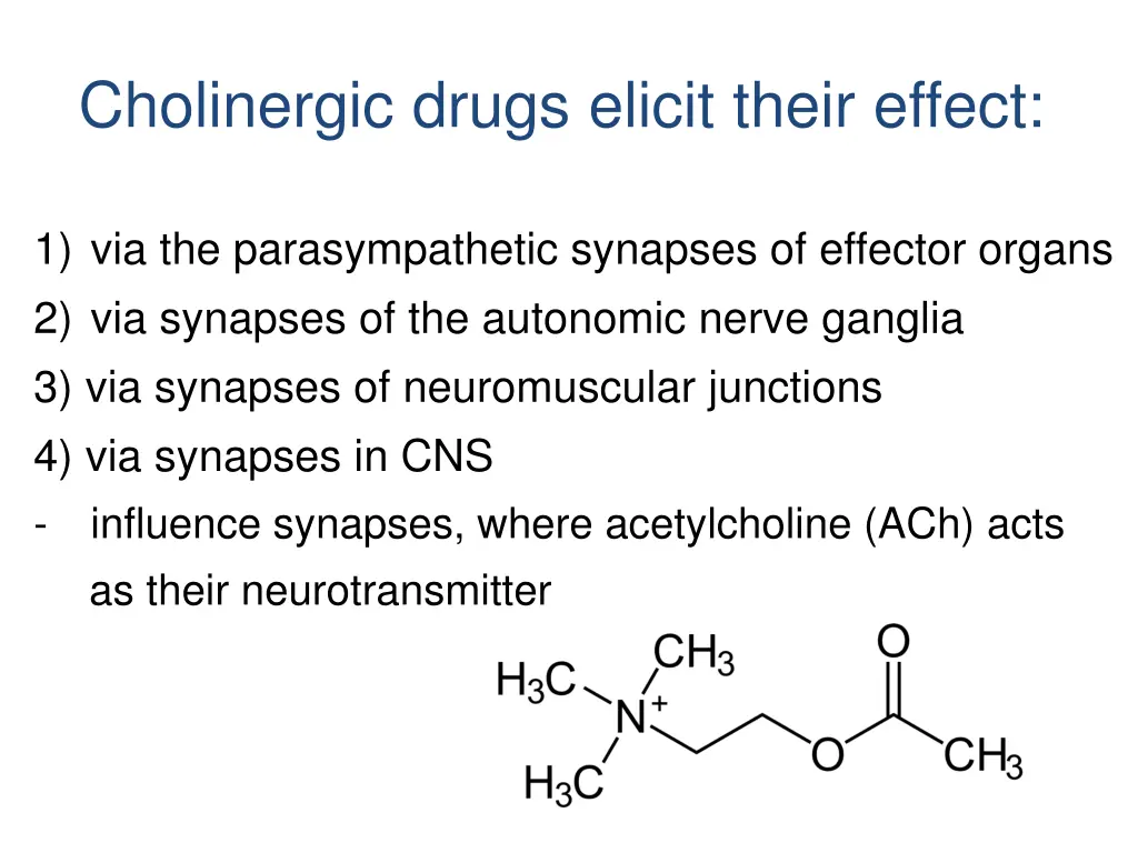 cholinergic drugs elicit their effect