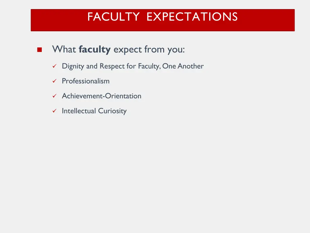 faculty expectations