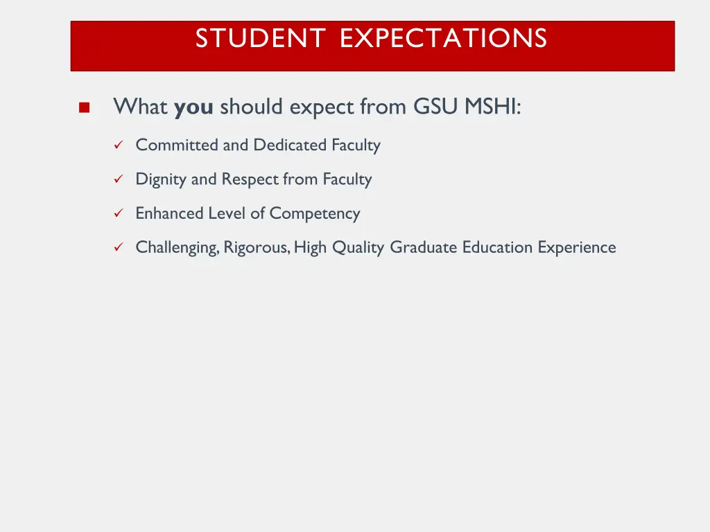 student expectations