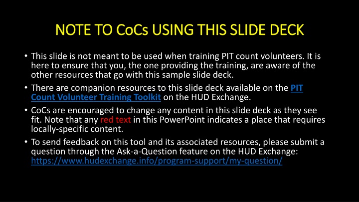 note to cocs using this slide deck note to cocs