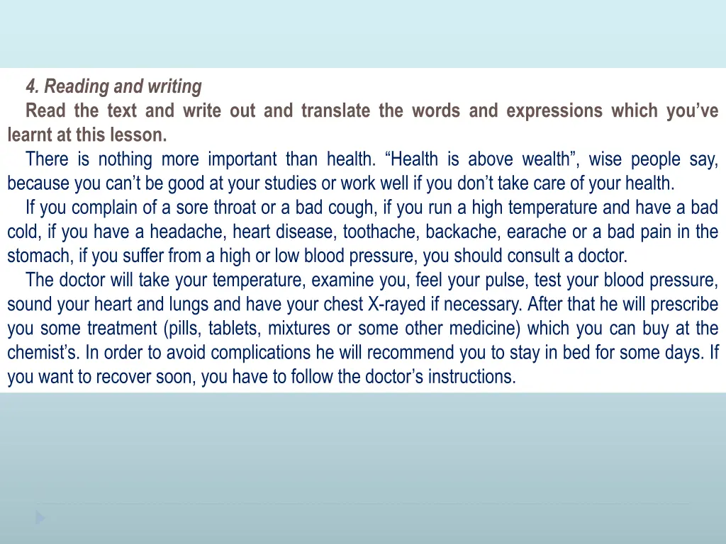 4 reading and writing read the text and write