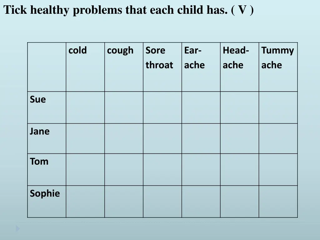 tick healthy problems that each child has v