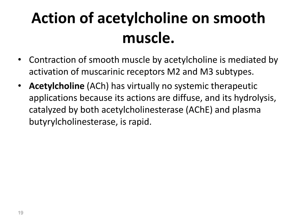 action of acetylcholine on smooth muscle