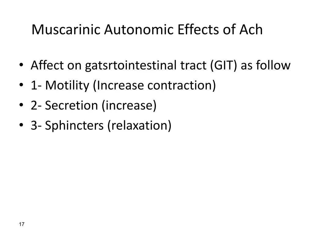 muscarinic autonomic effects of ach