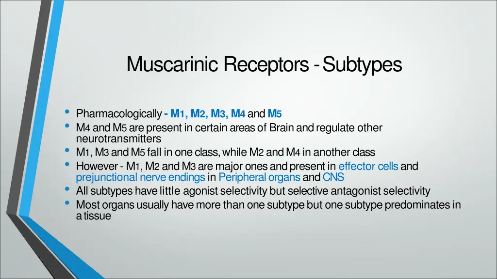 muscarinic receptors subtypes