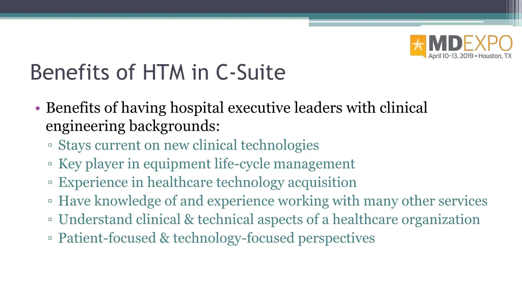 benefits of htm in c suite