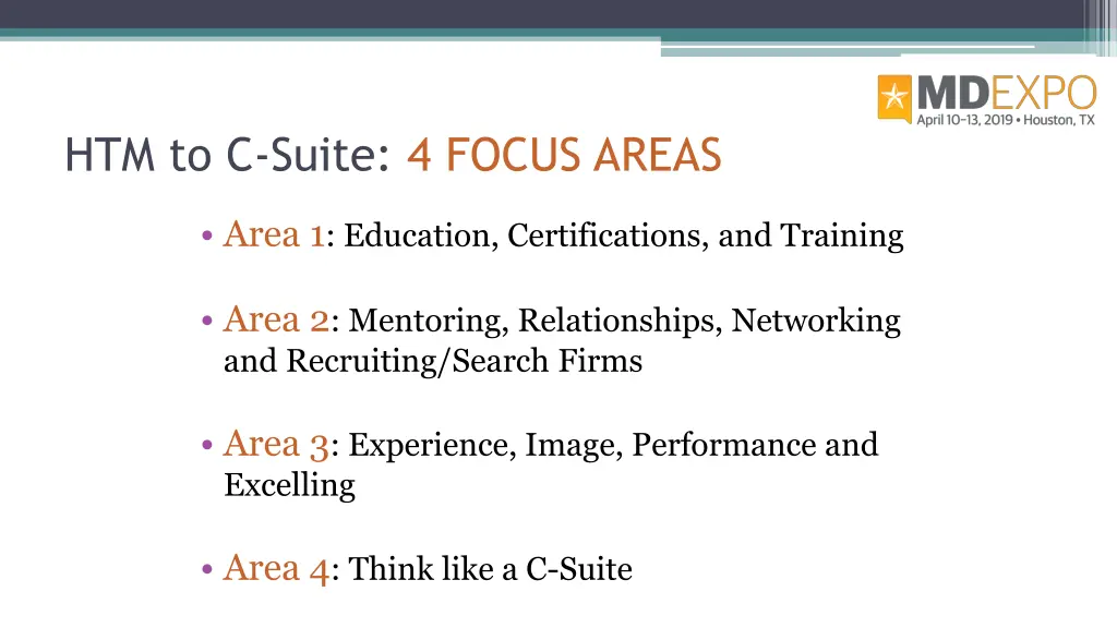 htm to c suite 4 focus areas