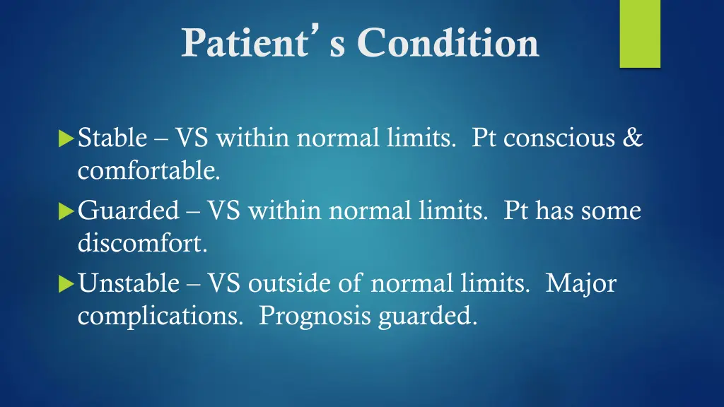 patient s condition