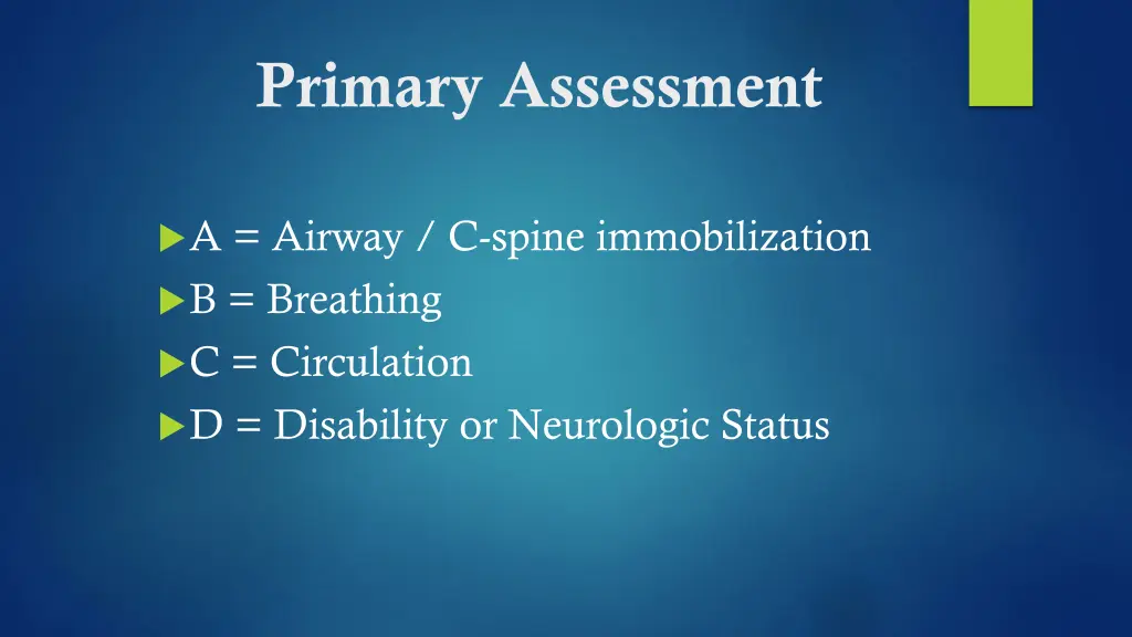 primary assessment