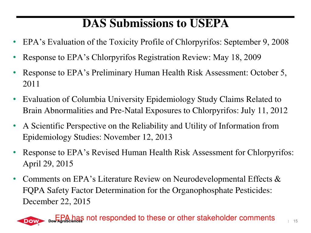 das submissions to usepa