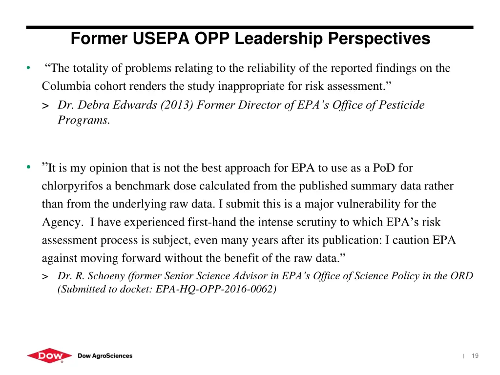 former usepa opp leadership perspectives