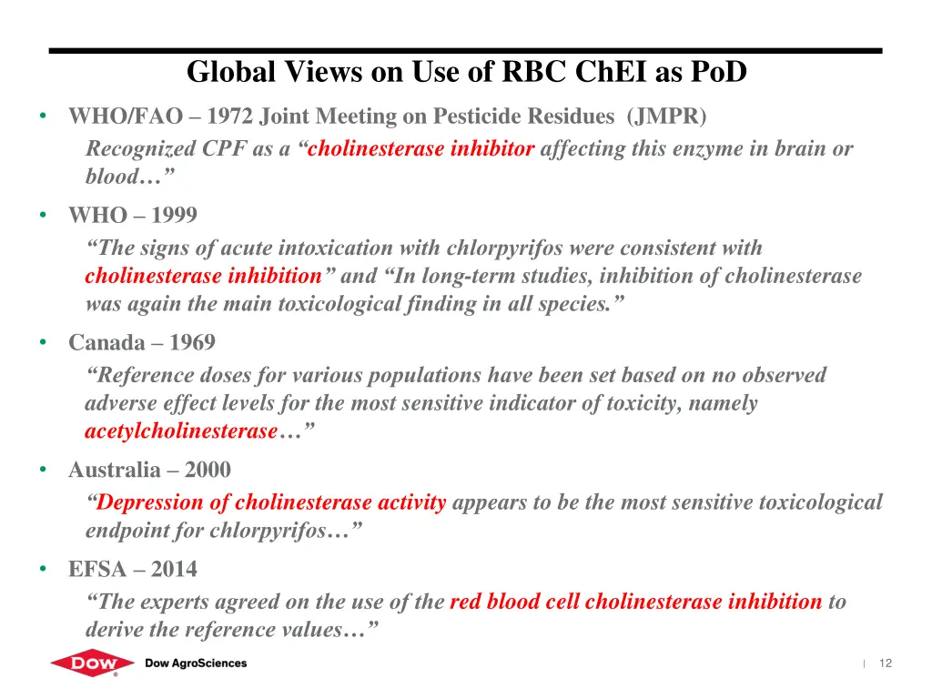 global views on use of rbc chei as pod