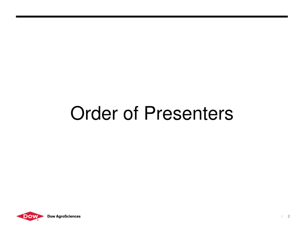 order of presenters