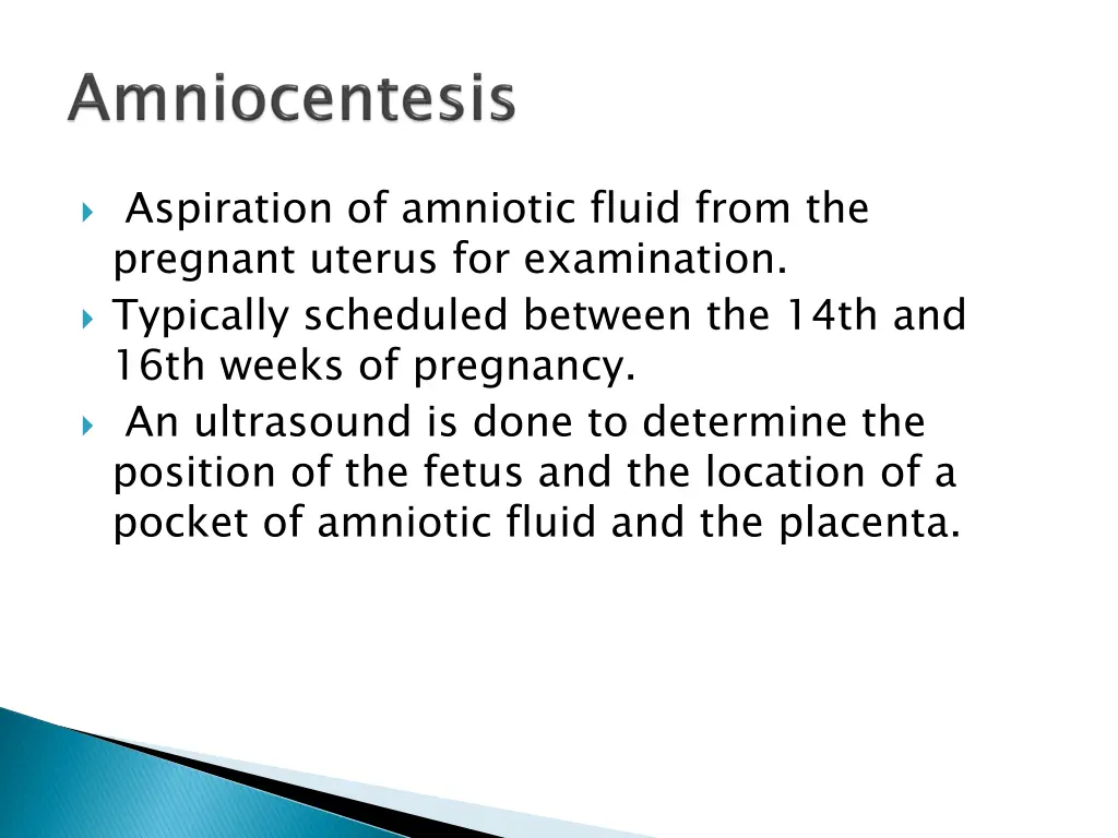 aspiration of amniotic fluid from the pregnant