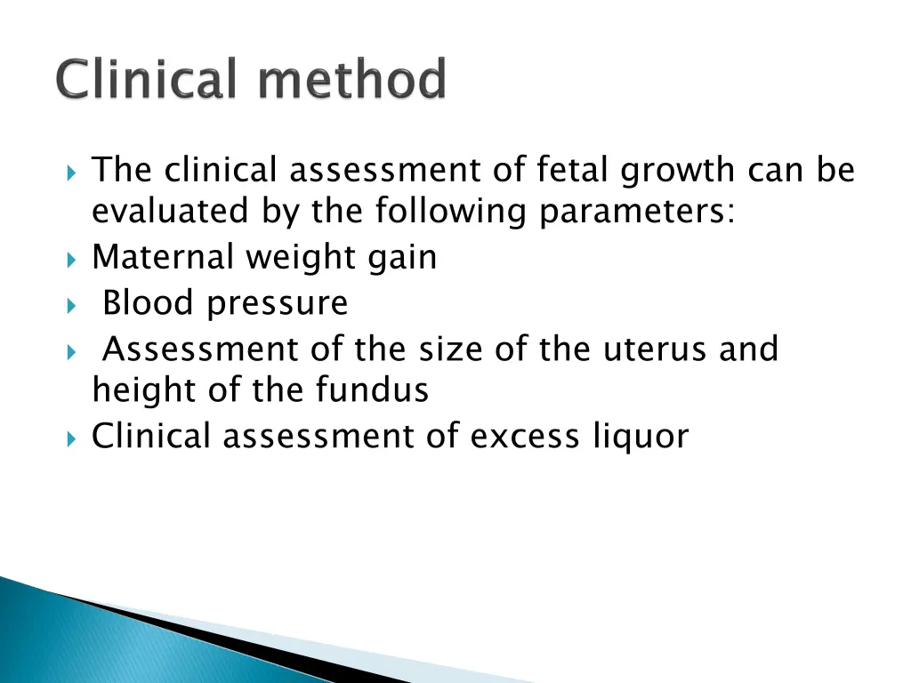 the clinical assessment of fetal growth