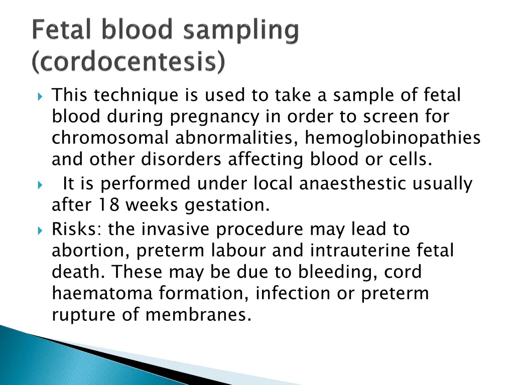 this technique is used to take a sample of fetal