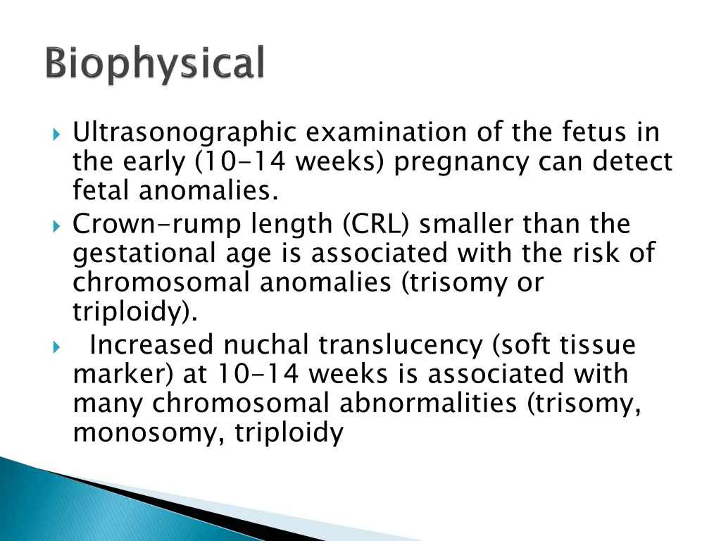 ultrasonographic examination of the fetus