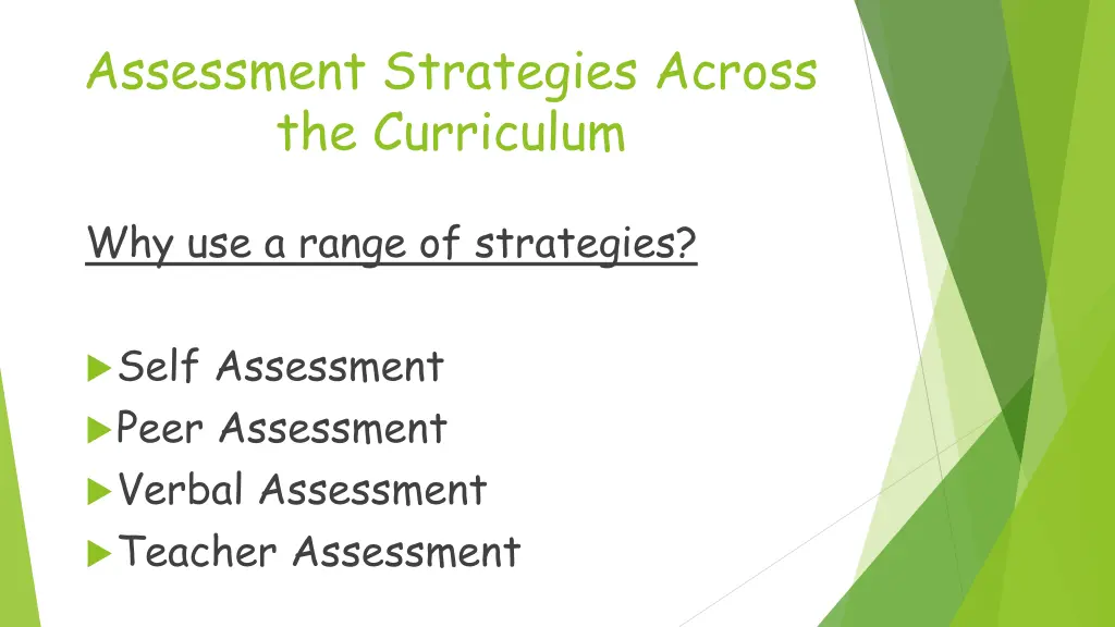 assessment strategies across the curriculum