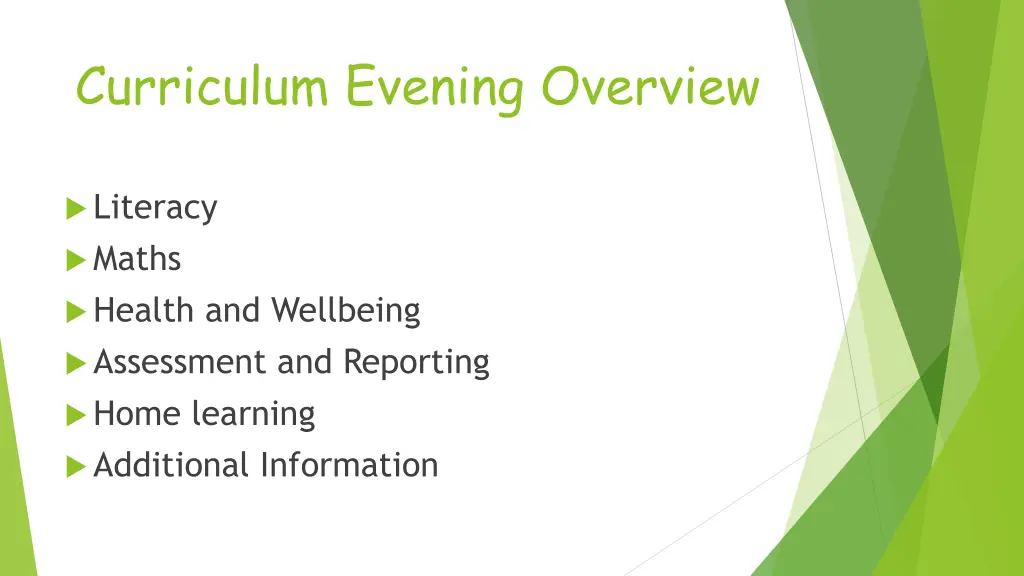 curriculum evening overview