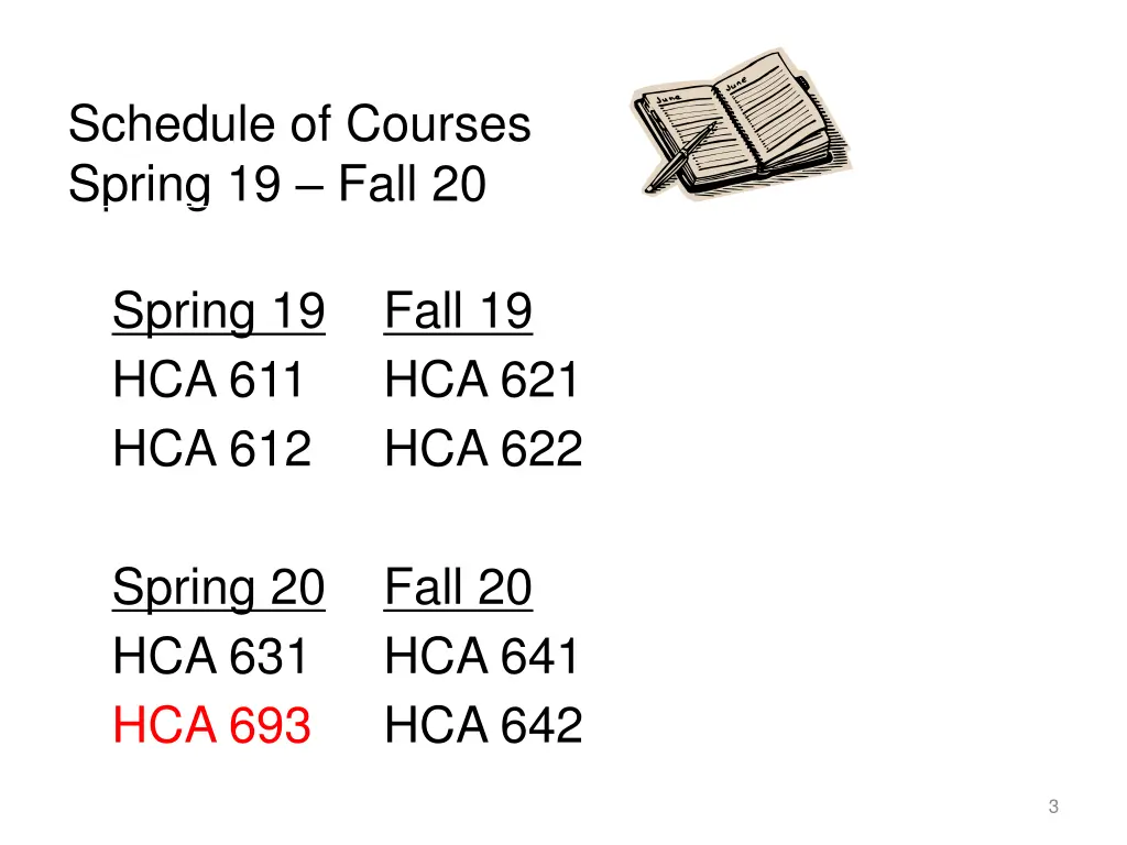 schedule of courses spring 19 fall 20