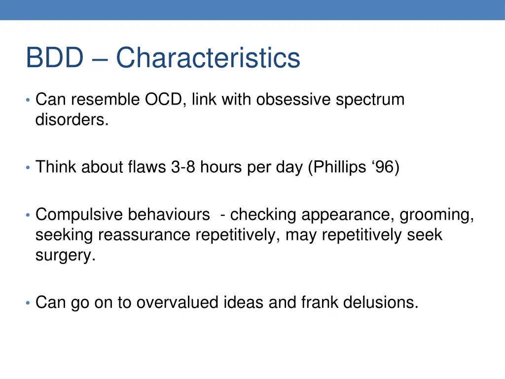 bdd characteristics