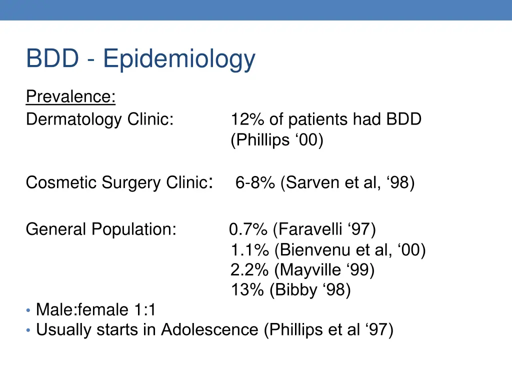 bdd epidemiology