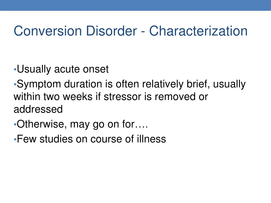 conversion disorder characterization