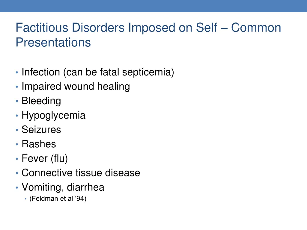 factitious disorders imposed on self common