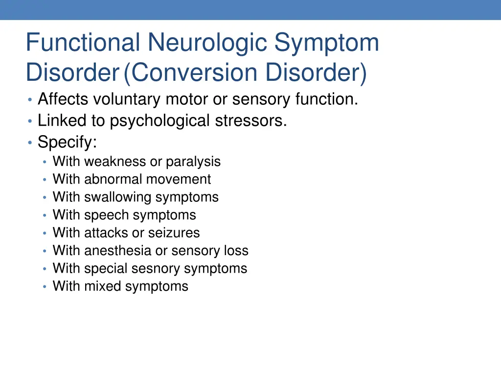 functional neurologic symptom disorder conversion