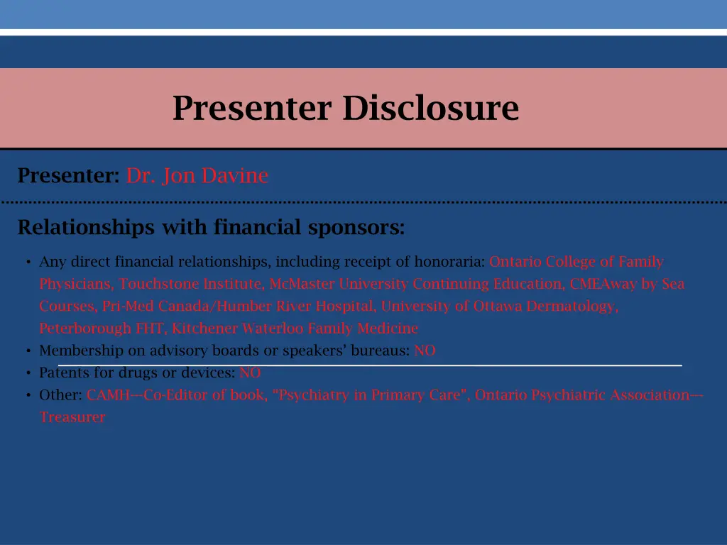 presenter disclosure