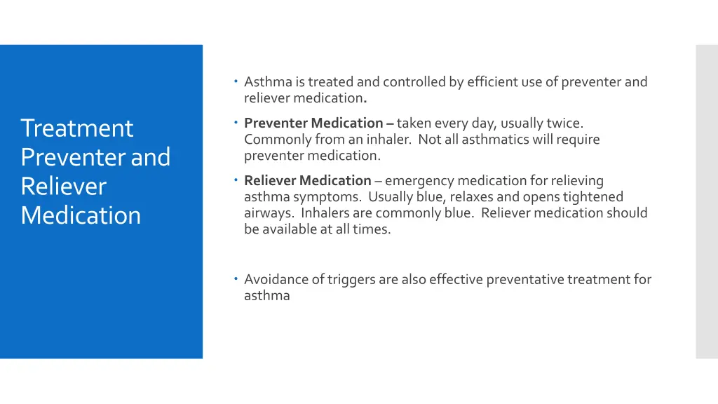 asthma is treated and controlled by efficient