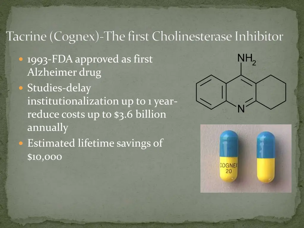 tacrine cognex the first cholinesterase inhibitor