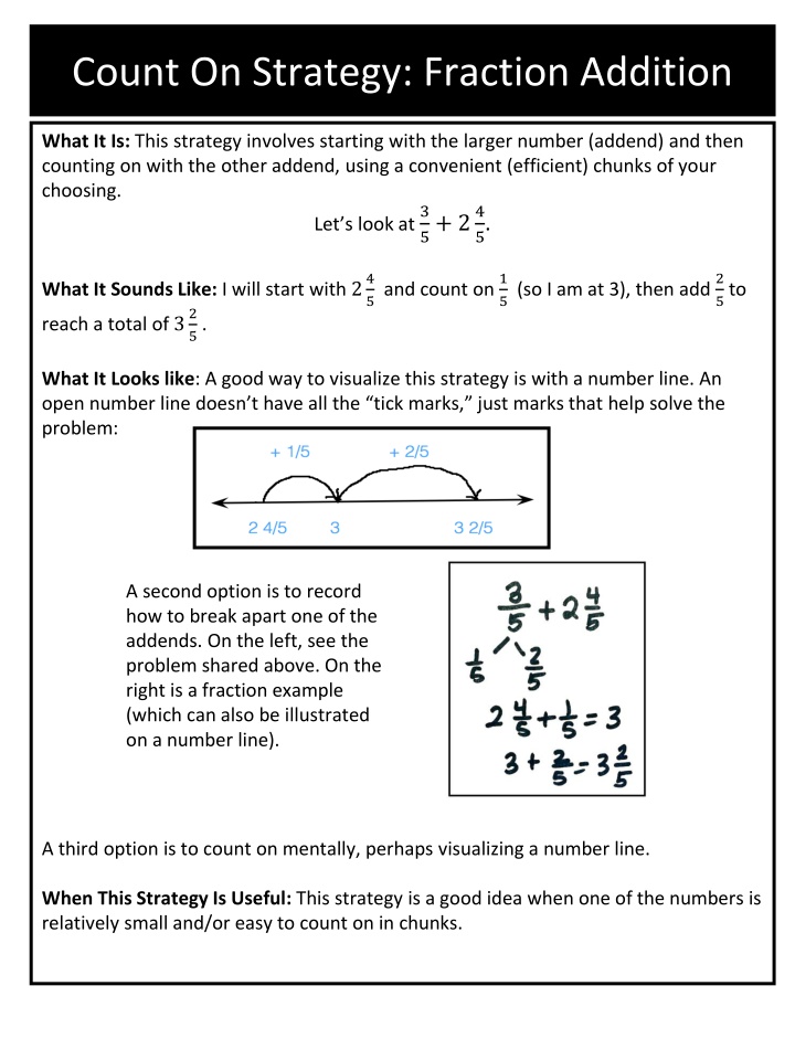 count on strategy fraction addition