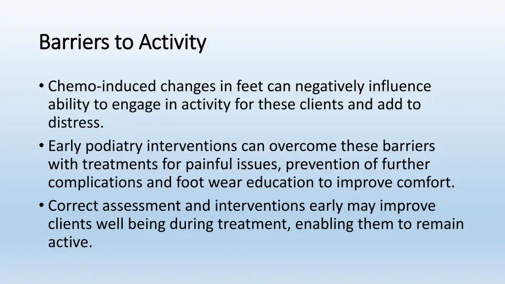 barriers to activity barriers to activity