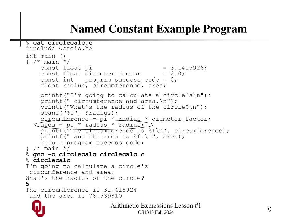 named constant example program 1